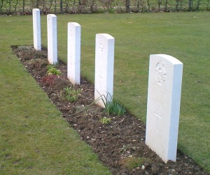 The graves of all five crewman who died together 70 years ago this coming July.